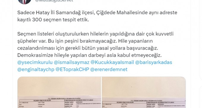CHP’li Mollaoğlu: Aynı adrese kayıtlı 300 seçmen tespit ettik